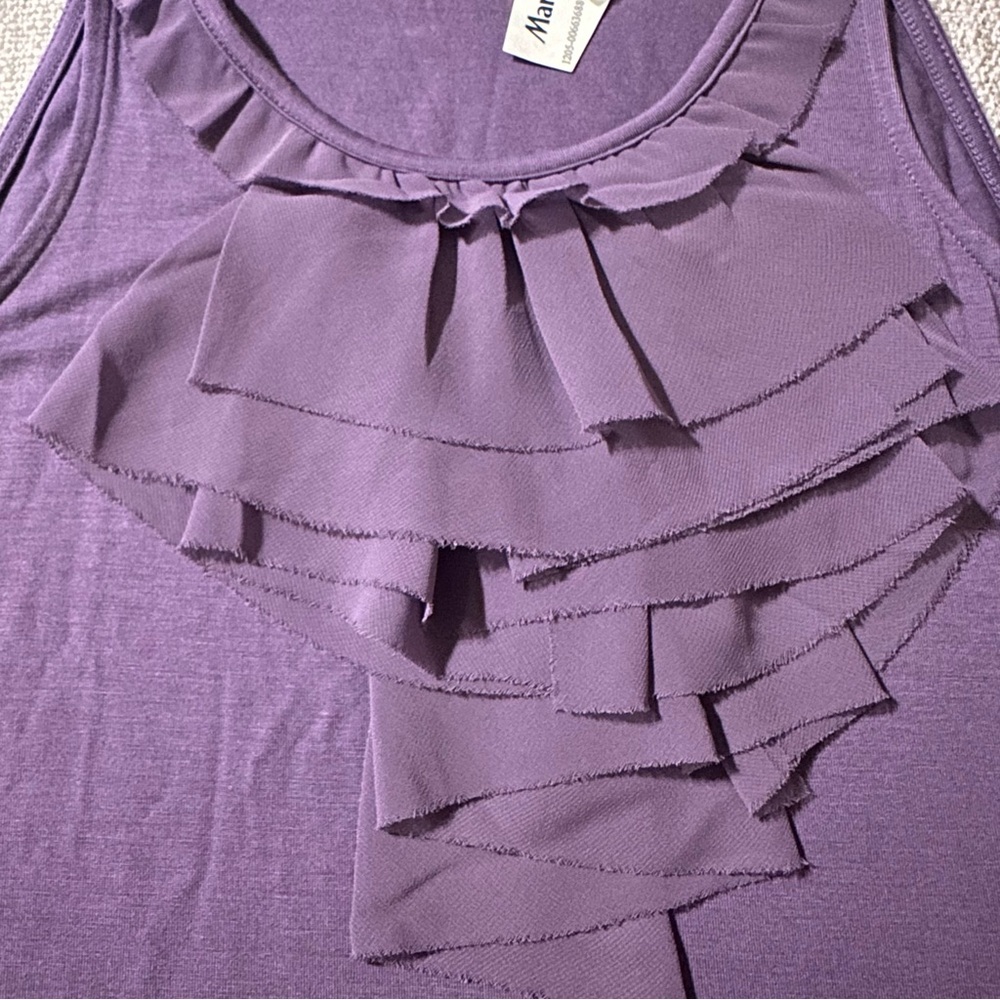 New THE LIMITED Purple Ruffle Sleeveless Tank Top Blouse Suit Shell Women’s XS - Picture 4 of 11